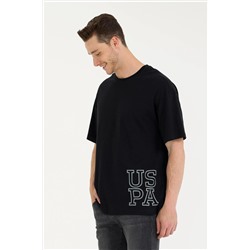Erkek Siyah Oversize Bisiklet Yaka Tişört
