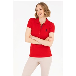 Kadın Kırmızı Basic Polo Yaka Tişört