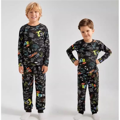 Пижама для мальчиков. Ткань: 95% хлопок + 5% стрейч