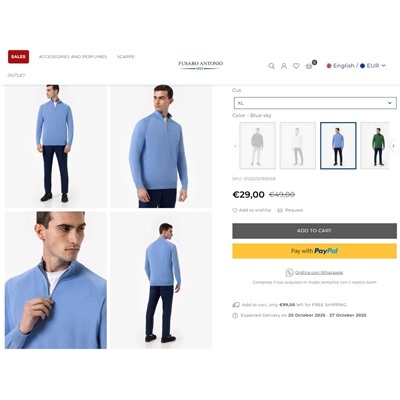 Мужской свитер с воротником стойкой  FUSAR*O ANTONI*O