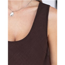 Свободный топ с U-вырезом изо льна с вискозой по косой