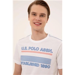 Erkek Beyaz Bisiklet Yaka Tişört