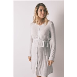 Camisón corto "maternity" canalé super soft gris