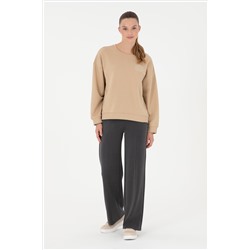 Kadın Kum Bisiklet Yaka Sweatshirt