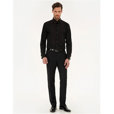 Siyah Slim Fit Smokin Gömlek