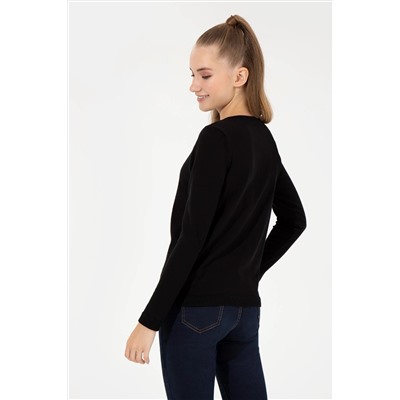 Kadın Siyah Basic Triko Hırka