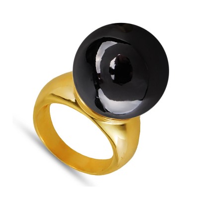 Кольцо (Майорка 16мм черный металлик; покрытие золото), Есть комплект