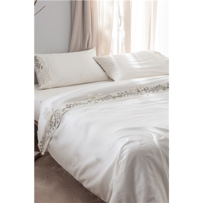 Relief King Size %100 Pamuk Bağlamalı Nevresim Takımı - Ekru/Haki