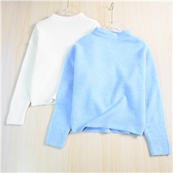 Женский однотонный мягкий свитер с круглым вырезом и длинными рукавами Zar*a