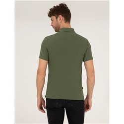 Haki Dokulu Slim Fit Polo Yaka Tişört