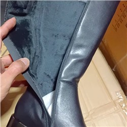 Экспорт в Россию. Кожаные демисезонные сапоги с круглым носком на толстом каблуке. Тоф*а