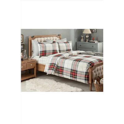 Madame Coco Sault Flanel King Size Nevresim Takımı - Beyaz / Kırmızı NFL-17-8682116114196