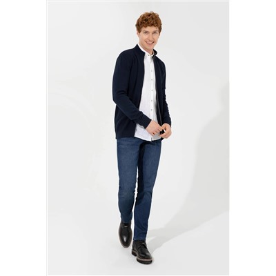 Erkek Lacivert Basic Triko Hırka