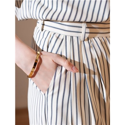 Брюки палаццо в полоску из легкого хлопкового поплина