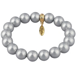 Браслет (Майорка 12мм серо-голубая; покрытие золото), Есть комплект