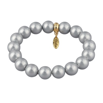 Браслет (Майорка 12мм серо-голубая; покрытие золото), Есть комплект