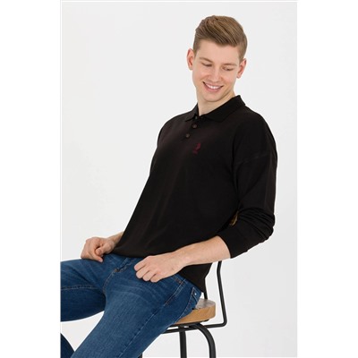 Erkek Siyah Polo Yaka Triko Kazak