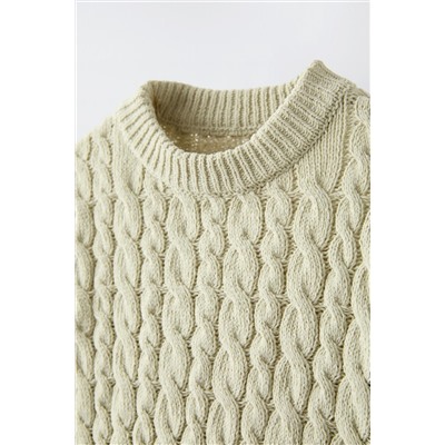 CABLE-KNIT CHENILLE SWEATER