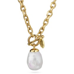 Кулон Якорь (Майорка 18мм белая; покрытие золото) 50см, Есть комплект