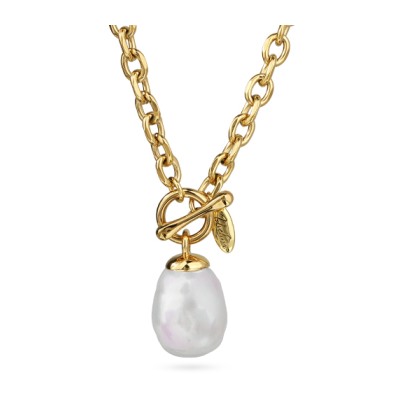 Кулон Якорь (Майорка 18мм белая; покрытие золото) 50см, Есть комплект