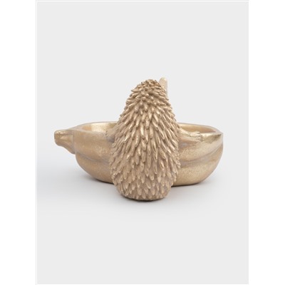 Конфетница, 20х18 см, полирезин, золотистая, Еж с тыквой, Light pumpkin