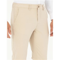 Bej Slim Fit Kanvas Çizgili Pantolon
