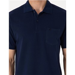 Lacivert Regular Fit %100 Pamuk Polo Yaka Basic Tişört