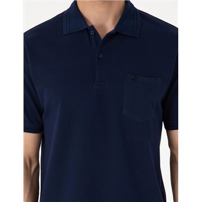 Lacivert Regular Fit %100 Pamuk Polo Yaka Basic Tişört