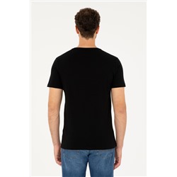 Erkek Regular Fit Bisiklet Yaka Siyah Basic Tişört