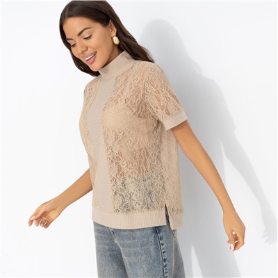 Футболка с кружевом, Фирменное приветствие (капучино)