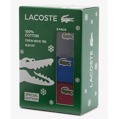 Lacoste Men's 3-Pack Gift Set Slim Fit Crewneck T-Shirts