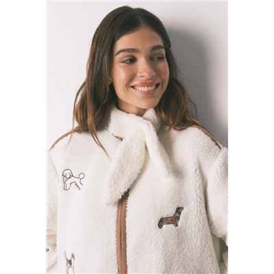 Bata corta borreguito parches perritos