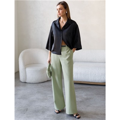 Свободные брюки с поясом на резинке из плотного лиоцелла