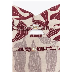 PRINTED RUSTIC MIDI LINEN BLEND DRESS