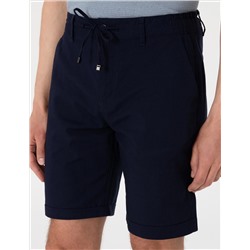 Lacivert Slim Fit Beli Lastikli Bağcıklı Dokuma Şort