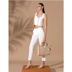 Ekru Havuç Fit Kumaş Pantolon