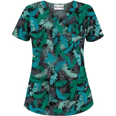 UA Floating Feathers Pewter Print Top