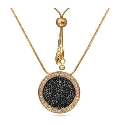 Кулон Галактика (кристаллы SW темно-серые; покрытие золото) 86см, Есть комплект