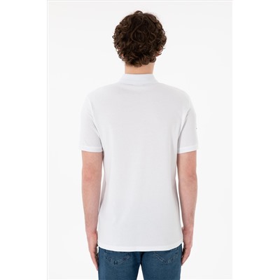 Erkek Slim Fit Polo Yaka Beyaz Basic Tişört