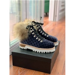 Женские ботинки с опушкой из меха лисы