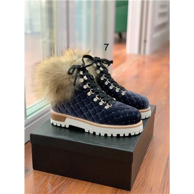 Женские ботинки с опушкой из меха лисы