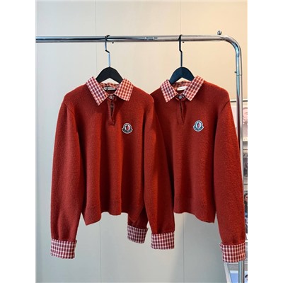 Комбинированный свитер с рубашечным воротником и манжетами