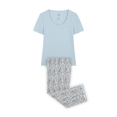 Pijama Capri algodón azul paisley