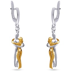 Серьги Объятия (покрытие золото, родий), Есть комплект