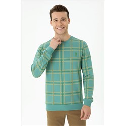 Erkek Mint Bisiklet Yaka Sweatshirt