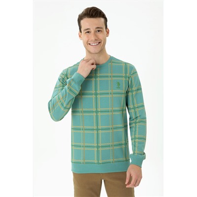 Erkek Mint Bisiklet Yaka Sweatshirt