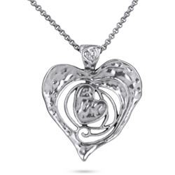 Кулон сердце (покрытие античное серебро) 100см