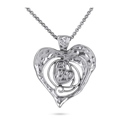 Кулон сердце (покрытие античное серебро) 100см