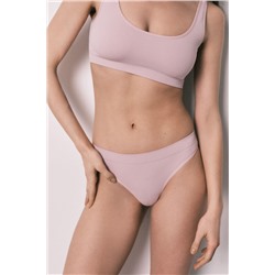 Tanga ancha canalé sin costuras rosa