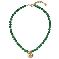 Колье Селена (агат зеленый; покрытие золото) 45-53см, Есть комплект